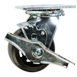 4 Inch Swivel Caster with Rubber Tread Wheel, Ball Bearings and Brake