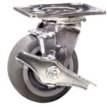 4" Swivel Caster w/ Brake and Thermoplastic Rubber Tread Wheel