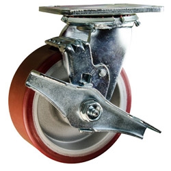5 Inch Caster with Poly Tread  Aluminum Core, Ball Bearings and Brake