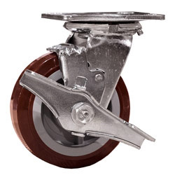 5 Inch Swivel Caster with Polyurethane Tread on Poly Core Wheel
