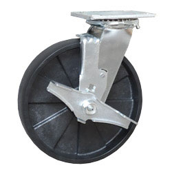 Swivel Caster with Brake Glass Filled Nylon Wheel