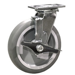 8" Swivel Caster w/ Brake and Thermoplastic Rubber Tread Wheel