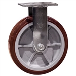 8 Inch Rigid Caster with Polyurethane Tread on Poly Core Wheel and Ball Bearings