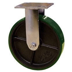 8 Inch Rigid Caster with Green Polyurethane Tread Wheel and Ball Bearings