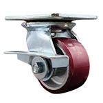 4 Inch Large Top Plate Swivel Caster Poly on Aluminum with Brake
