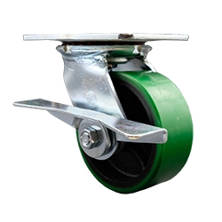 5 Inch Large Top Plate Swivel Caster with Polyurethane Tread Wheel and Brake