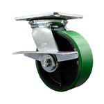 6 Inch Large Plate Swivel Caster with Polyurethane Tread Wheel and Brake
