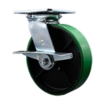 8 Inch Heavy Large Plate Swivel Caster with Polyurethane Tread Wheel and Brake