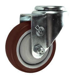 3" Bolt Hole Swivel Caster with Maroon Polyurethane Tread