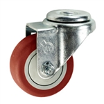 3" Bolt Hole Swivel Caster with Red Polyurethane Tread