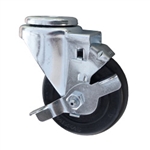 3-1/2" Swivel Caster with bolt hole, hard rubber wheel and brake