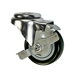 3-1/2" Bolt Hole Swivel Caster with Black Polyurethane Tread and Brake