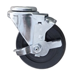 4" Swivel Caster with bolt hole, hard rubber wheel and brake