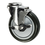 4" Bolt Hole Swivel Caster with Black Polyurethane Tread and Brake