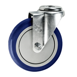 5" Bolt Hole Swivel Caster with Blue Polyurethane Tread