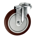 5" Bolt Hole Swivel Caster with Maroon Polyurethane Tread