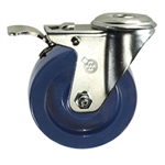 3-1/2" Bolt Hole Swivel Caster with Solid Polyurethane Wheel and Total Lock Brake