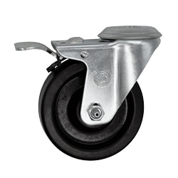 4" Bolt Hole Swivel Caster with Phenolic Wheel and Total Lock Brake