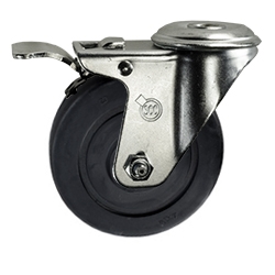 4" Bolt on Swivel Caster with Polyolefin Wheel and Total Lock Brake