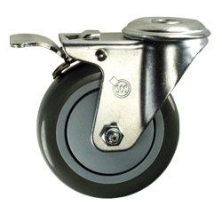 4" Swivel Caster with Polyurethane Tread and Total Lock Brake