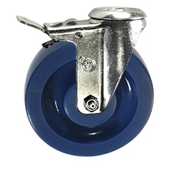 5" Bolt Hole Swivel Caster with Solid Polyurethane Wheel and Total Lock Brake