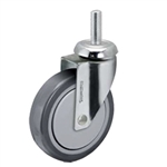 3 inch threaded stem chrome swivel caster with poly wheel for hospital applications