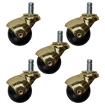 Set of 5 Spherical ball casters with Polished Bright Brass finish