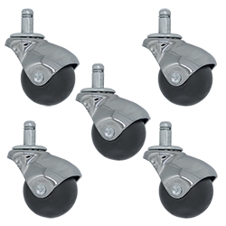 Bright Chrome Finish Spherical casters Set of 5