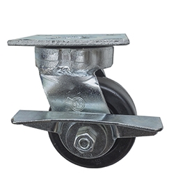 4 Inch Kingpinless Swivel Caster with Phenolic Wheel, Ball Bearings, and brake