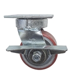 4 Inch Kingpinless Swivel Caster with Polyurethane Tread Wheel, Ball Bearings, and Brake