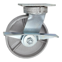 6 Inch Kingpinless Swivel Caster with Brake, Semi Steel Wheel and Ball Bearings