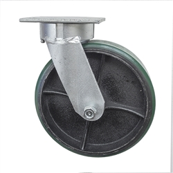 8 Inch Kingpinless Swivel Caster with Polyurethane Tread Wheel and Ball Bearings