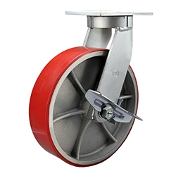 12 Inch Swivel Caster with Polyurethane Tread Wheel and Side Lock Brake