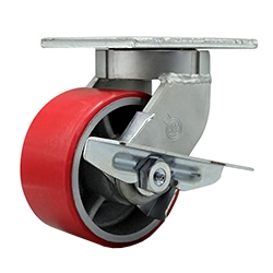 6 Inch Swivel Caster with Polyurethane Tread Wheel and Side Lock Brake