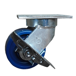 6 Inch Heavy Duty Kingpinless Swivel Caster with Polyurethane Wheel and Side Lock Brake