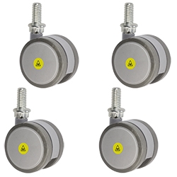 2-3/8 inch gray threaded stem MRI safe casters