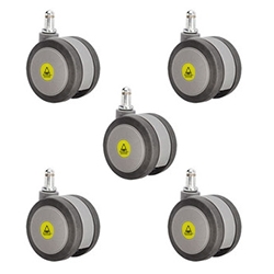 set of five 3 inch gray MRI safe casters