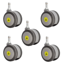 set of five 3 inch gray MRI safe casters