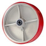 8" x 2" Polyurethane on Cast Iron Wheel with Ball Bearings