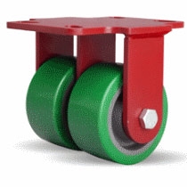 4 Inch dual wheel Rigid Caster with polyurethane on cast core wheels