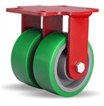 5 Inch dual wheel Rigid Caster with polyurethane on cast core wheels