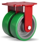 6 Inch dual wheel Rigid Caster with polyurethane on cast core wheels