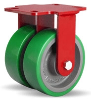 6 Inch dual wheel Rigid Caster with polyurethane on cast core wheels