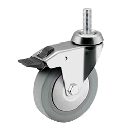 3 inch Total Lock swivel caster with threaded stem for hospital applications
