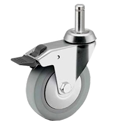 5 inch Total Lock swivel caster with grip ring stem for hospital applications