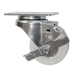 3 Inch Stainless Steel Swivel Caster with White Nylon Wheel and Brake