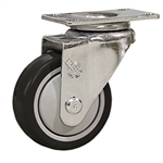 3" Stainless Steel Swivel Caster with Black Polyurethane Tread