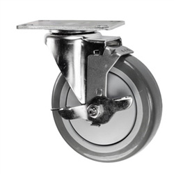 5" Stainless Steel Swivel Caster with Polyurethane Tread and top lock brake