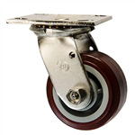 4 Inch Stainless Steel Swivel Caster - Polyurethane Tread on Poly Core Wheel