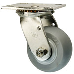 4 Inch Stainless Steel Swivel Caster - Thermoplastic Rubber on Poly Core Wheel